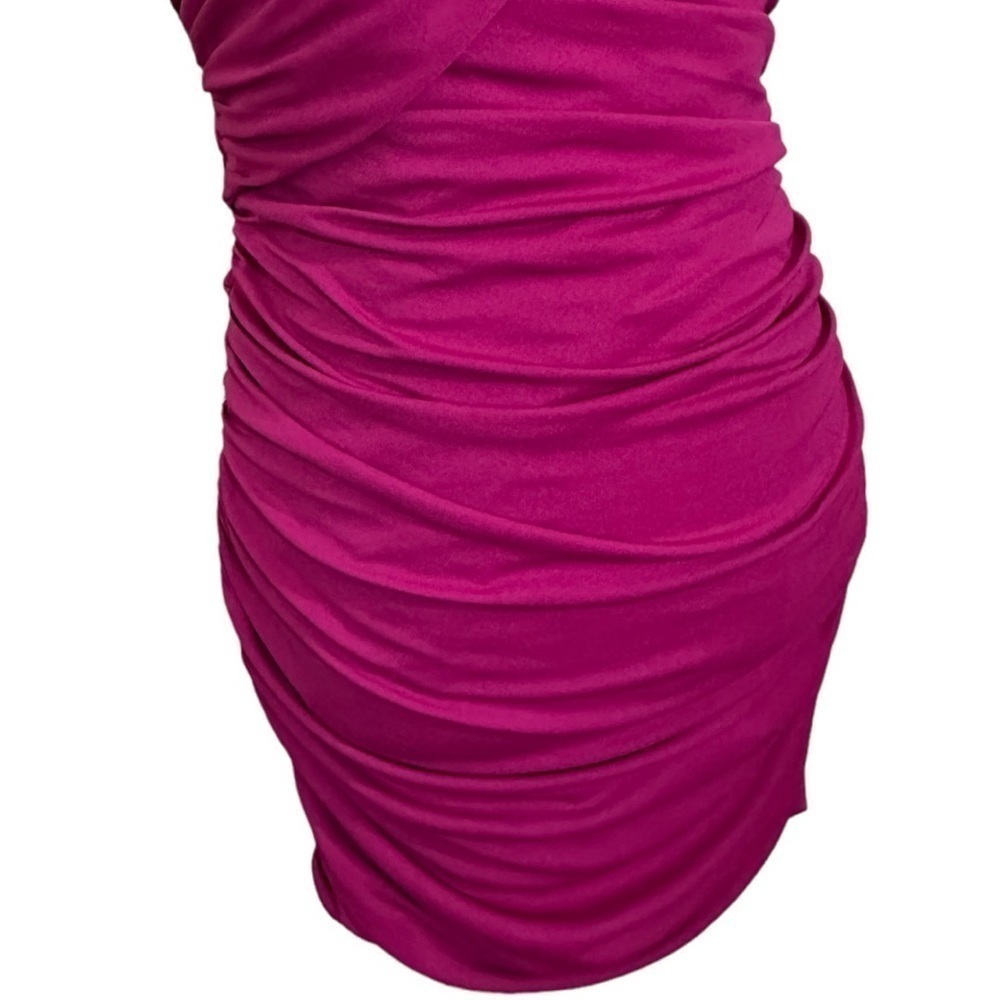 Giambattista Valli For Impulse Fuchsia Rouched Mini One Shoulder Dress Size 4 - Picture 4 of 7